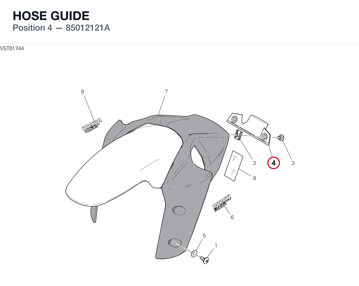 HOSE GUIDE 85012121A diagram position