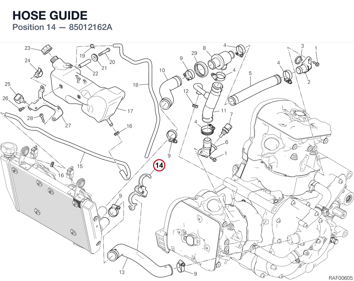 HOSE GUIDE 85012162A diagram position