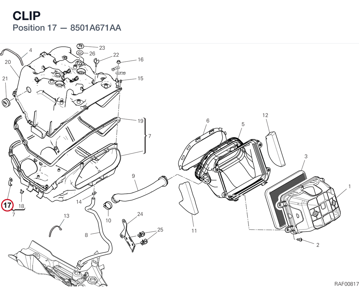 CLIP 8501A671AA diagram position