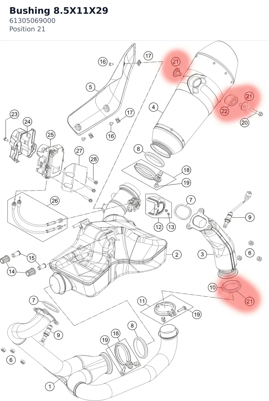 Diagram preview: Bushing 8.5X11X29 (61305069000)