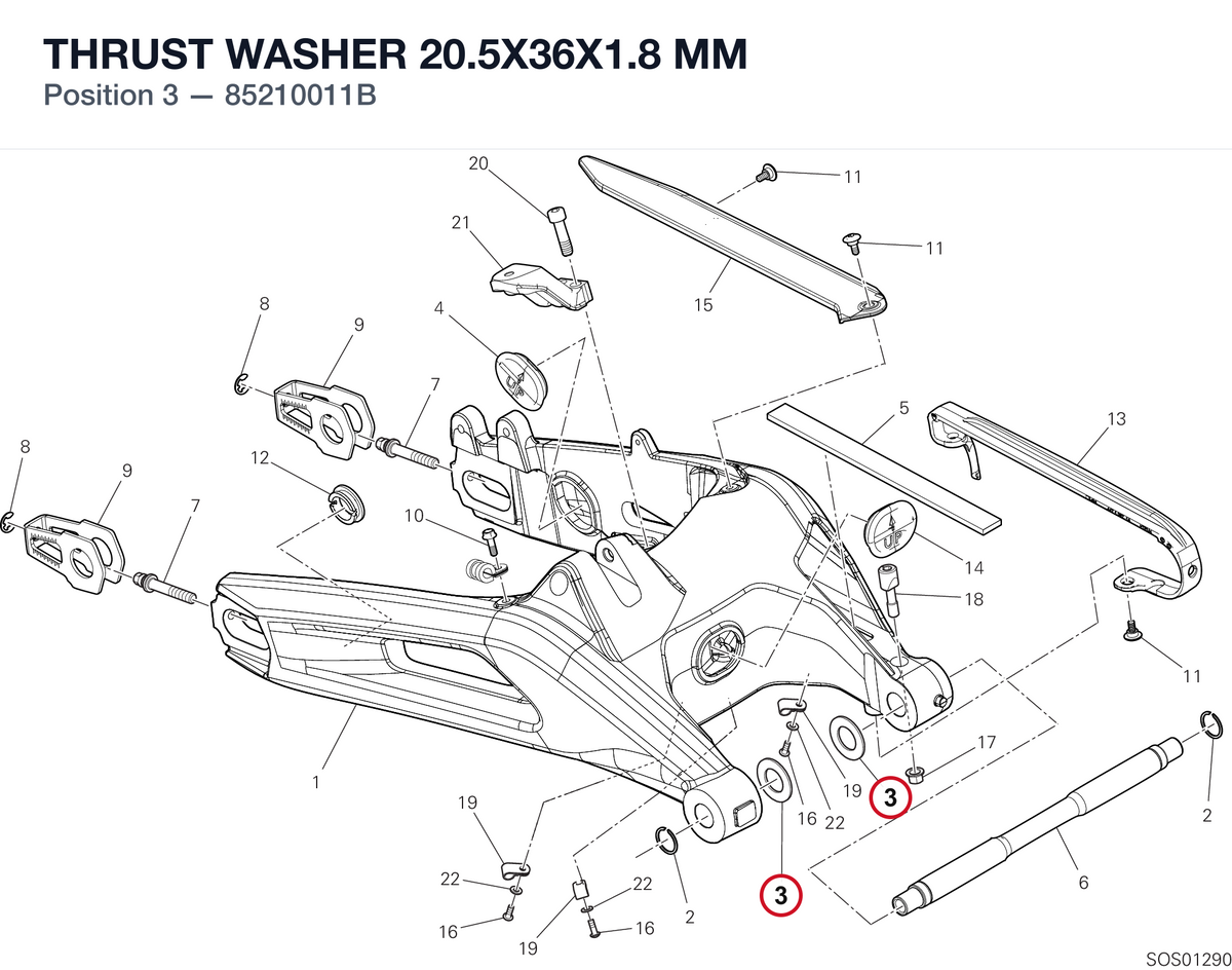 THRUST WASHER 20.5X36X1.8 MM 85210011B diagram position