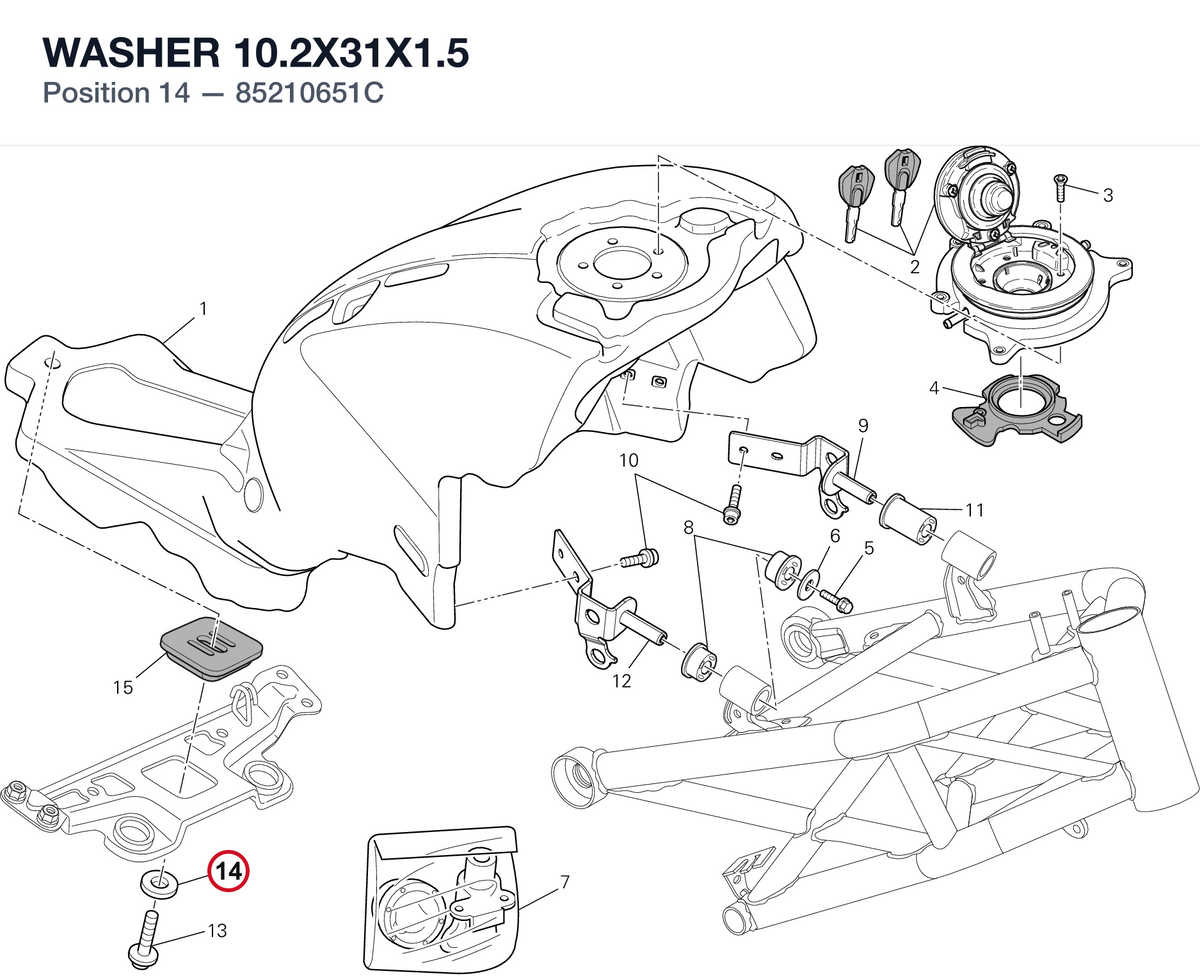 WASHER 10.2X31X1.5 85210651C diagram position