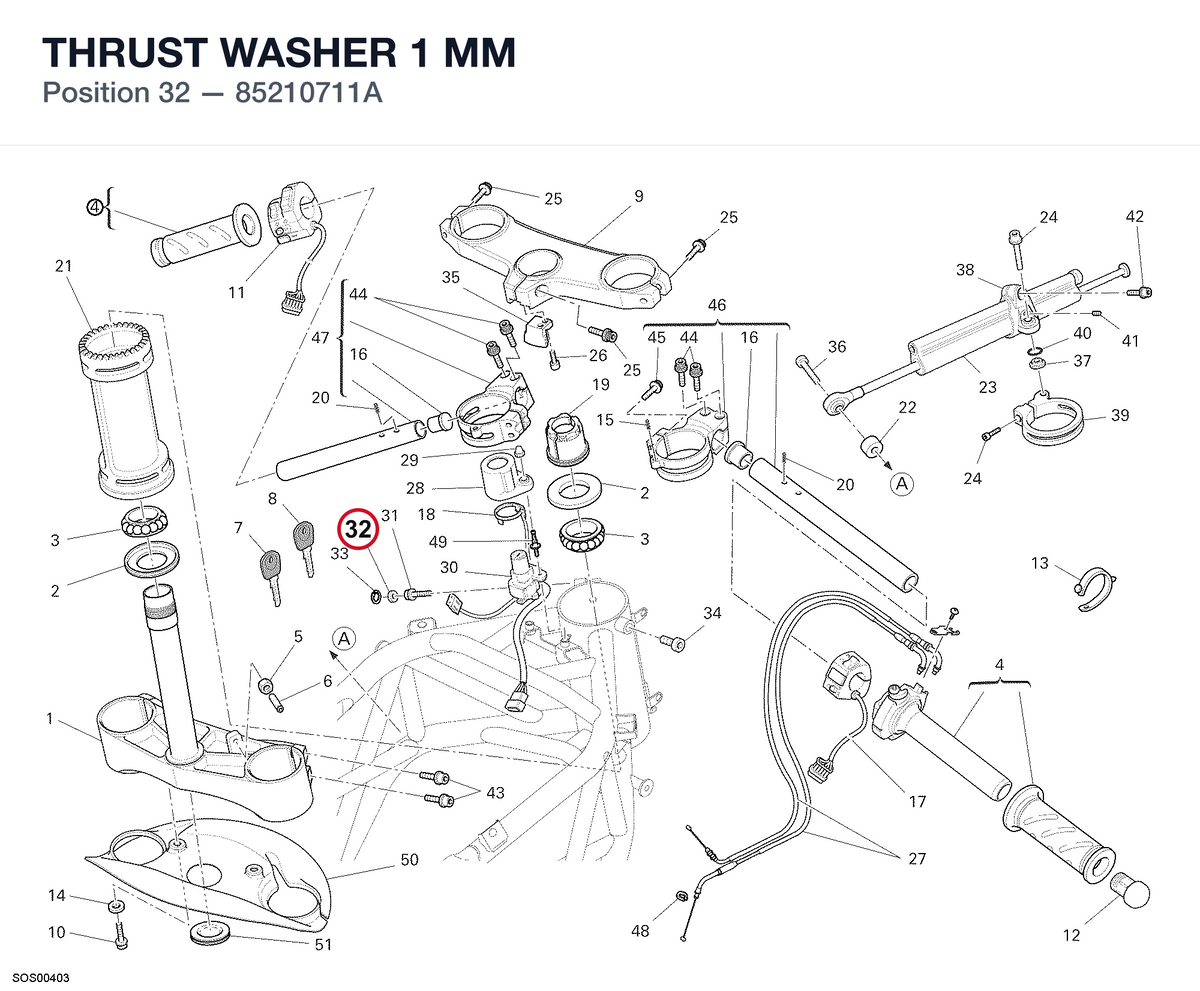 THRUST WASHER 1 MM 85210711A diagram position