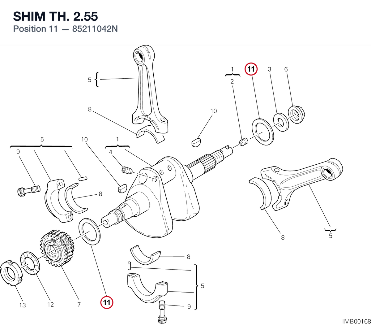 SHIM TH. 2.55 85211042N diagram position