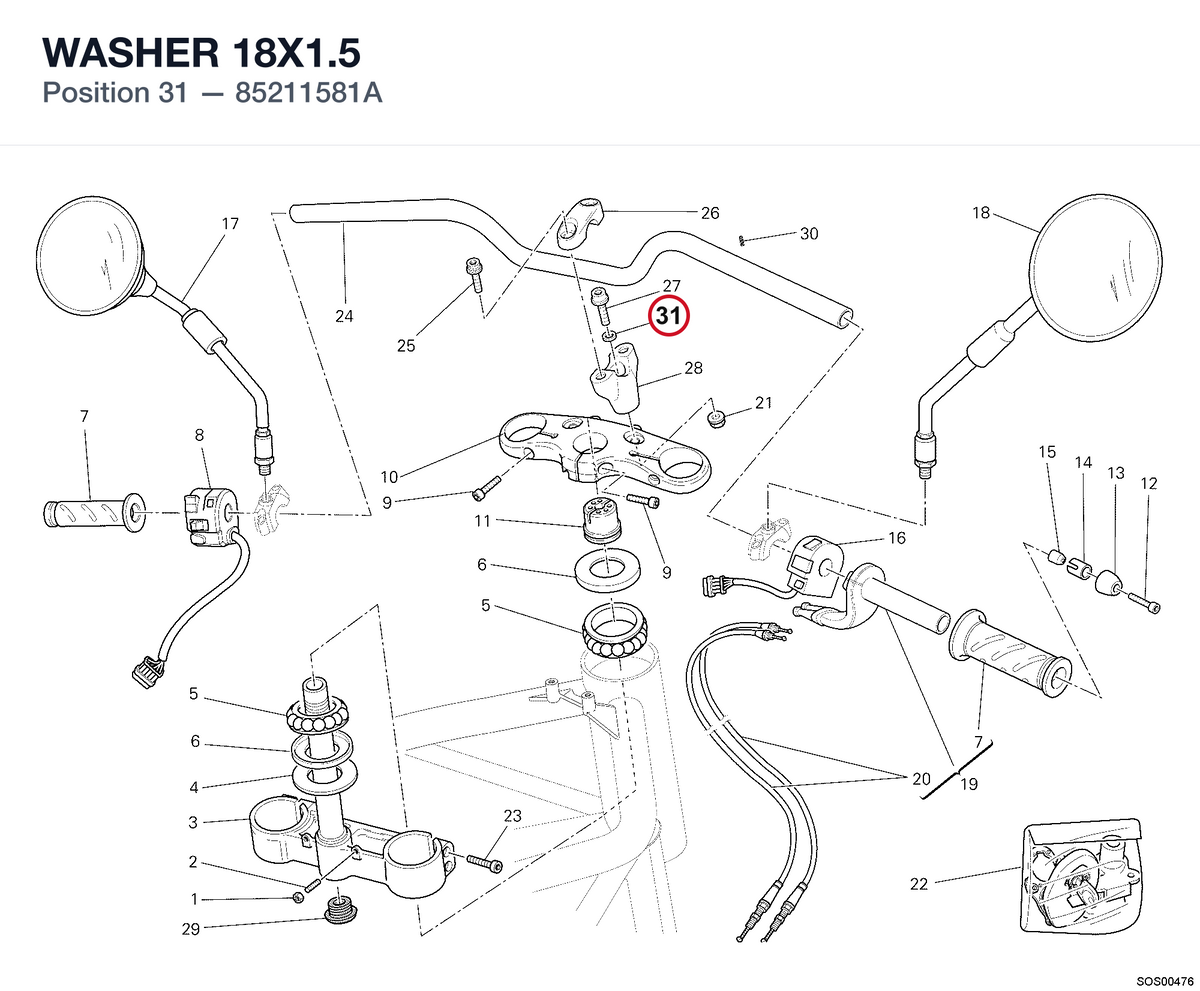 WASHER 18X1.5 85211581A diagram position