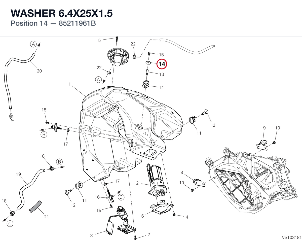 WASHER 6.4X25X1.5 85211961B diagram position