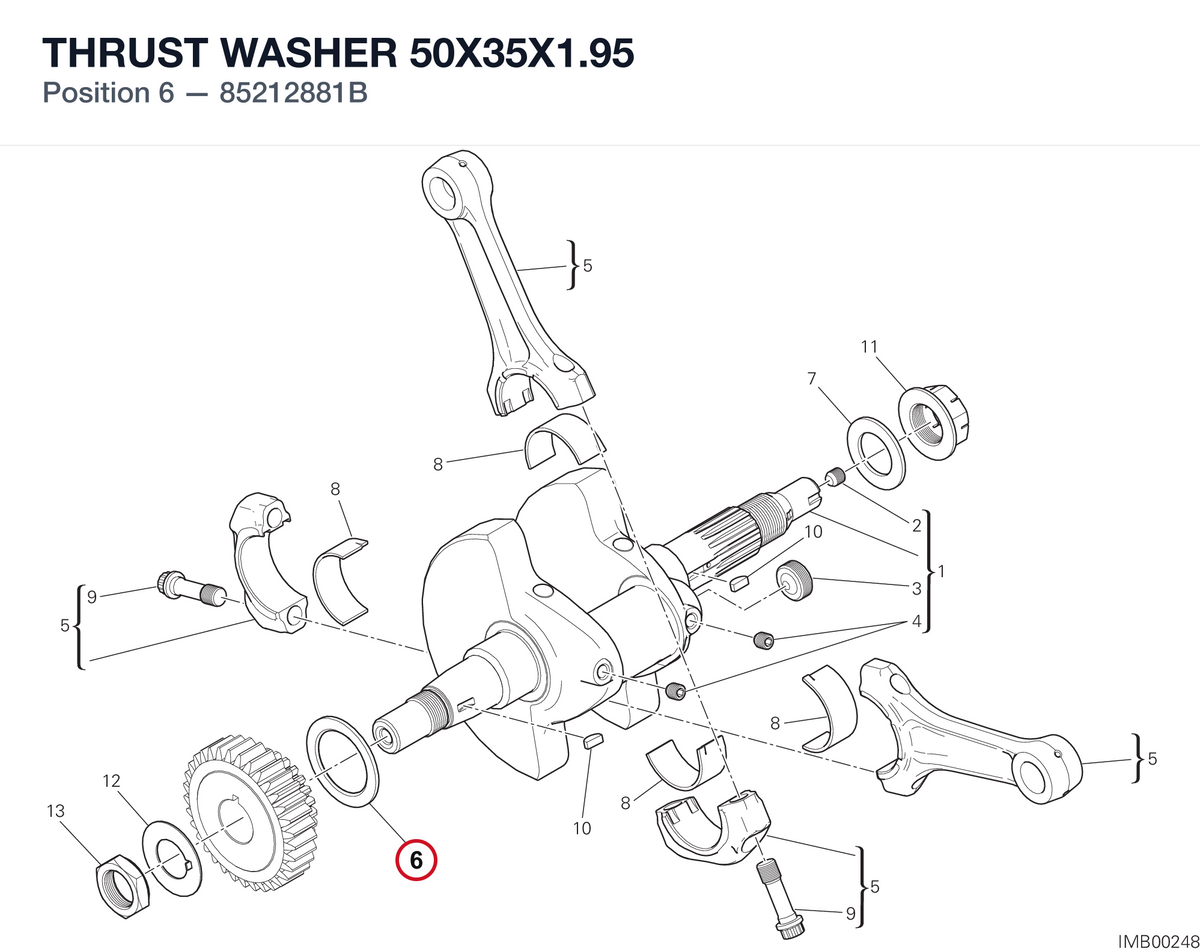 THRUST WASHER 50X35X1.95 85212881B diagram position