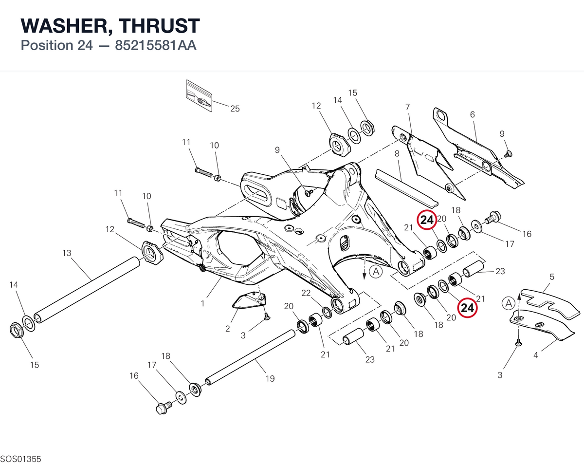 WASHER, THRUST 85215581AA diagram position