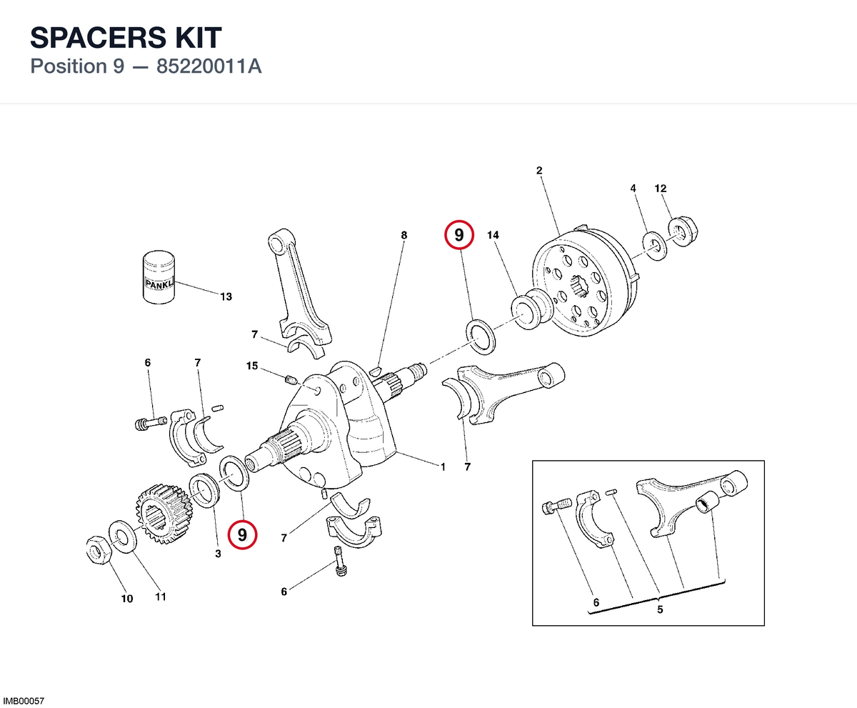 SPACERS KIT 85220011A diagram position