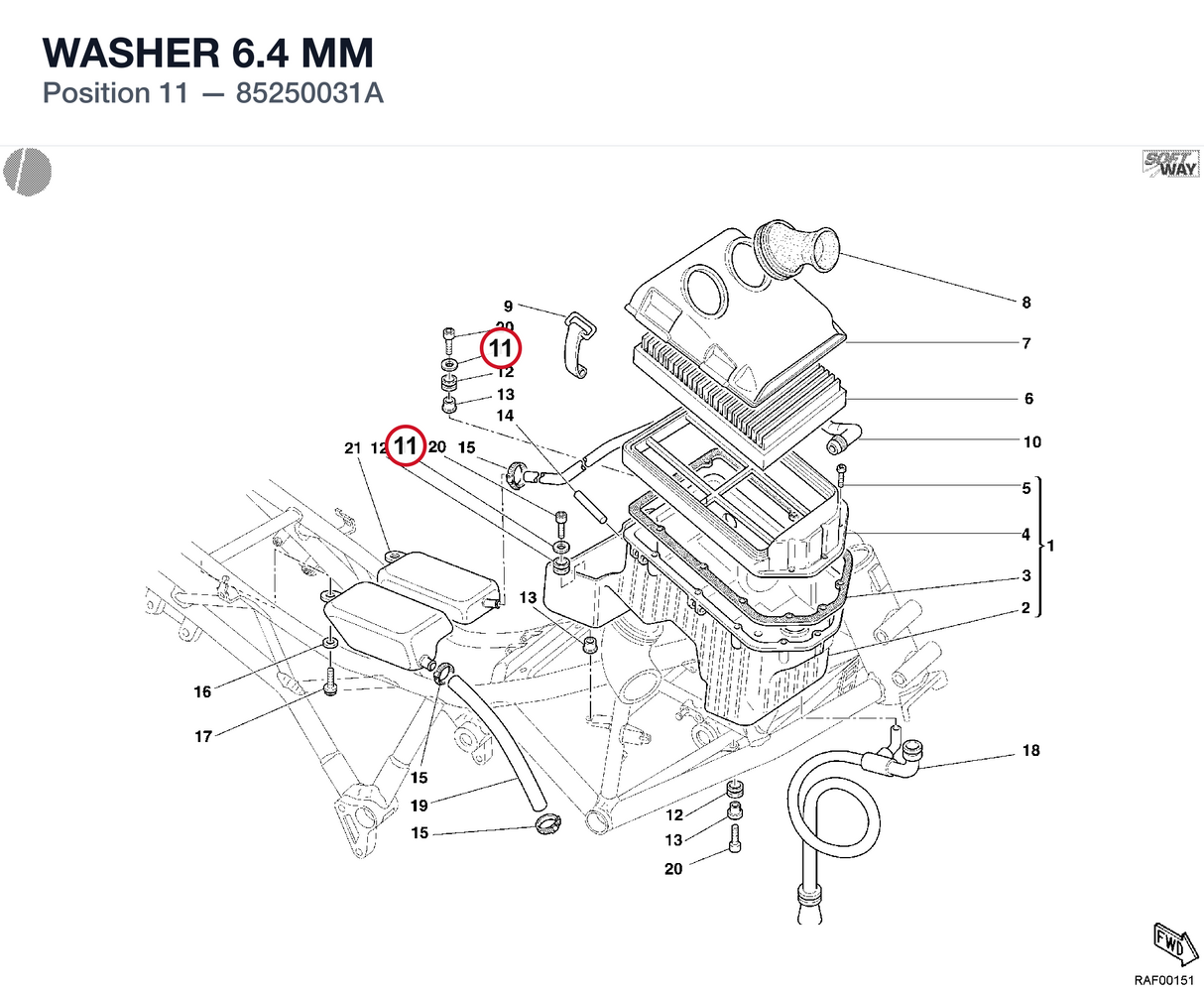 WASHER 6.4 MM 85250031A diagram position