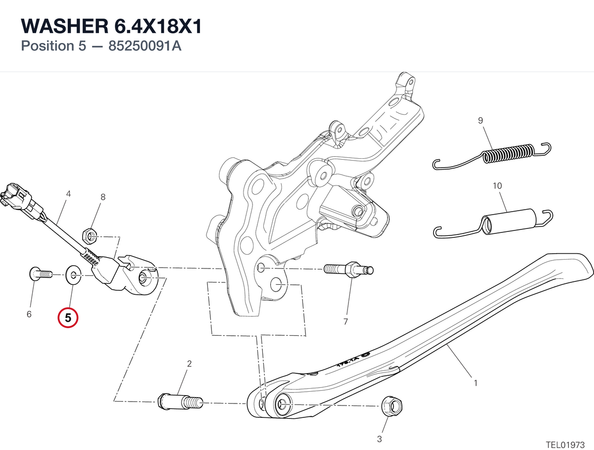 WASHER 6.4X18X1 85250091A diagram position