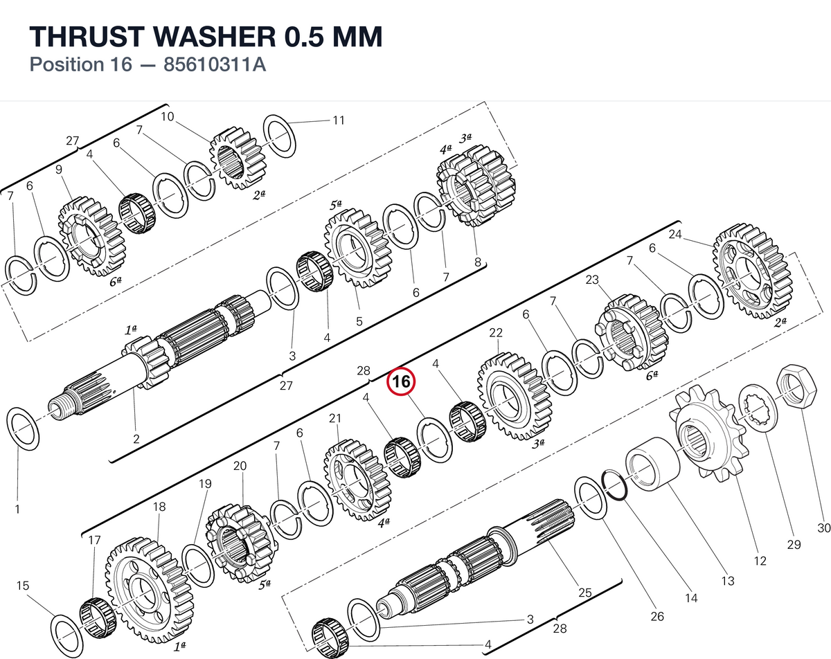 THRUST WASHER 0.5 MM 85610311A diagram position