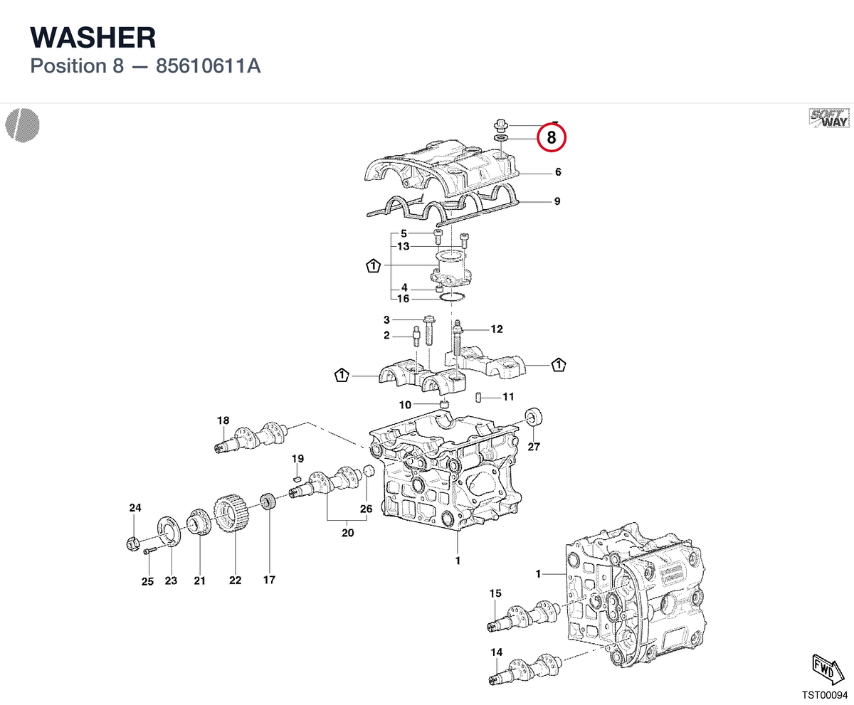 WASHER 85610611A diagram position