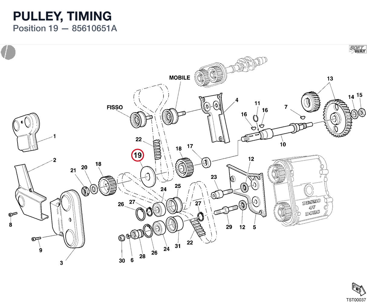 PULLEY, TIMING 85610651A diagram position
