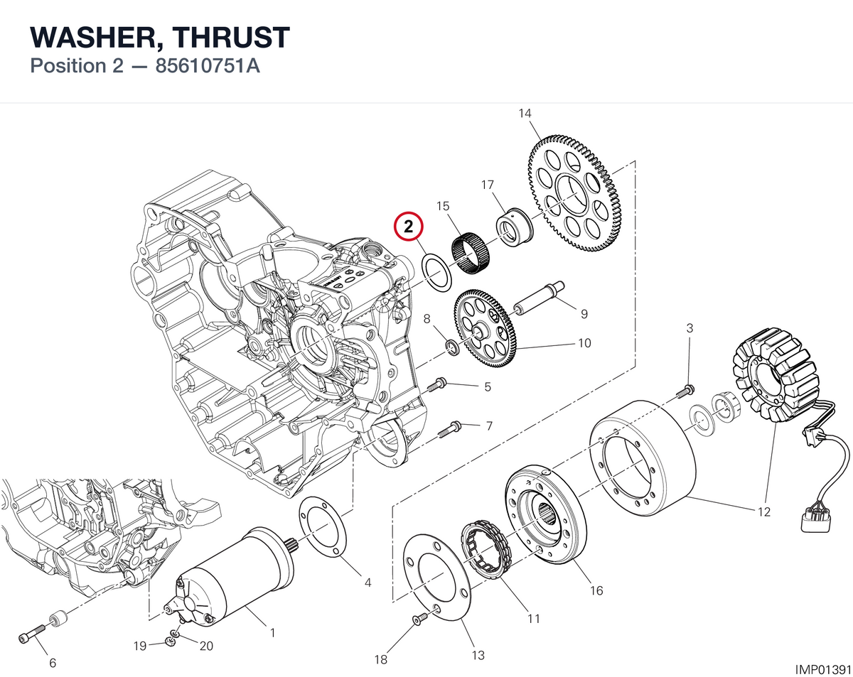 WASHER, THRUST 85610751A diagram position