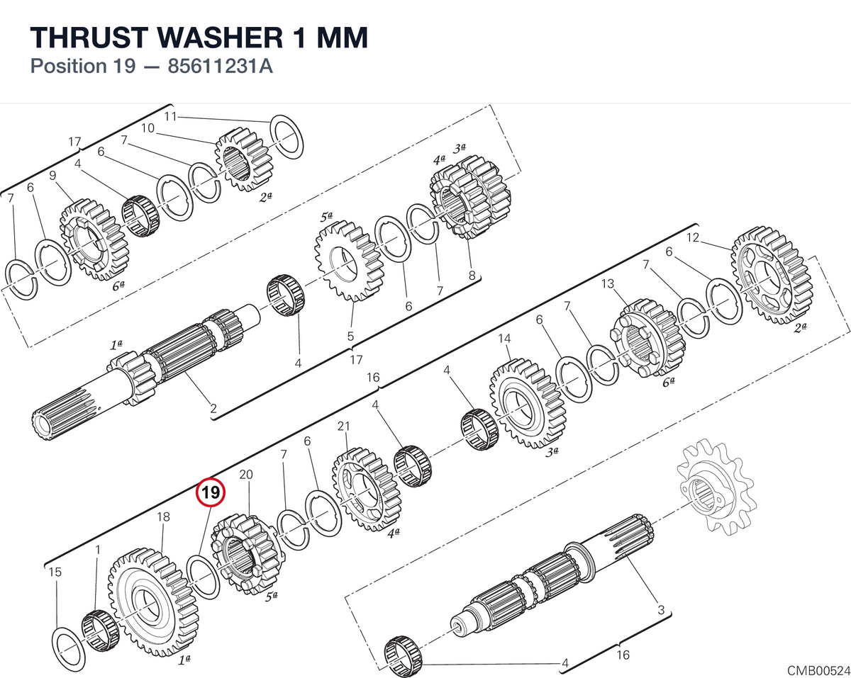 THRUST WASHER 1 MM 85611231A diagram position