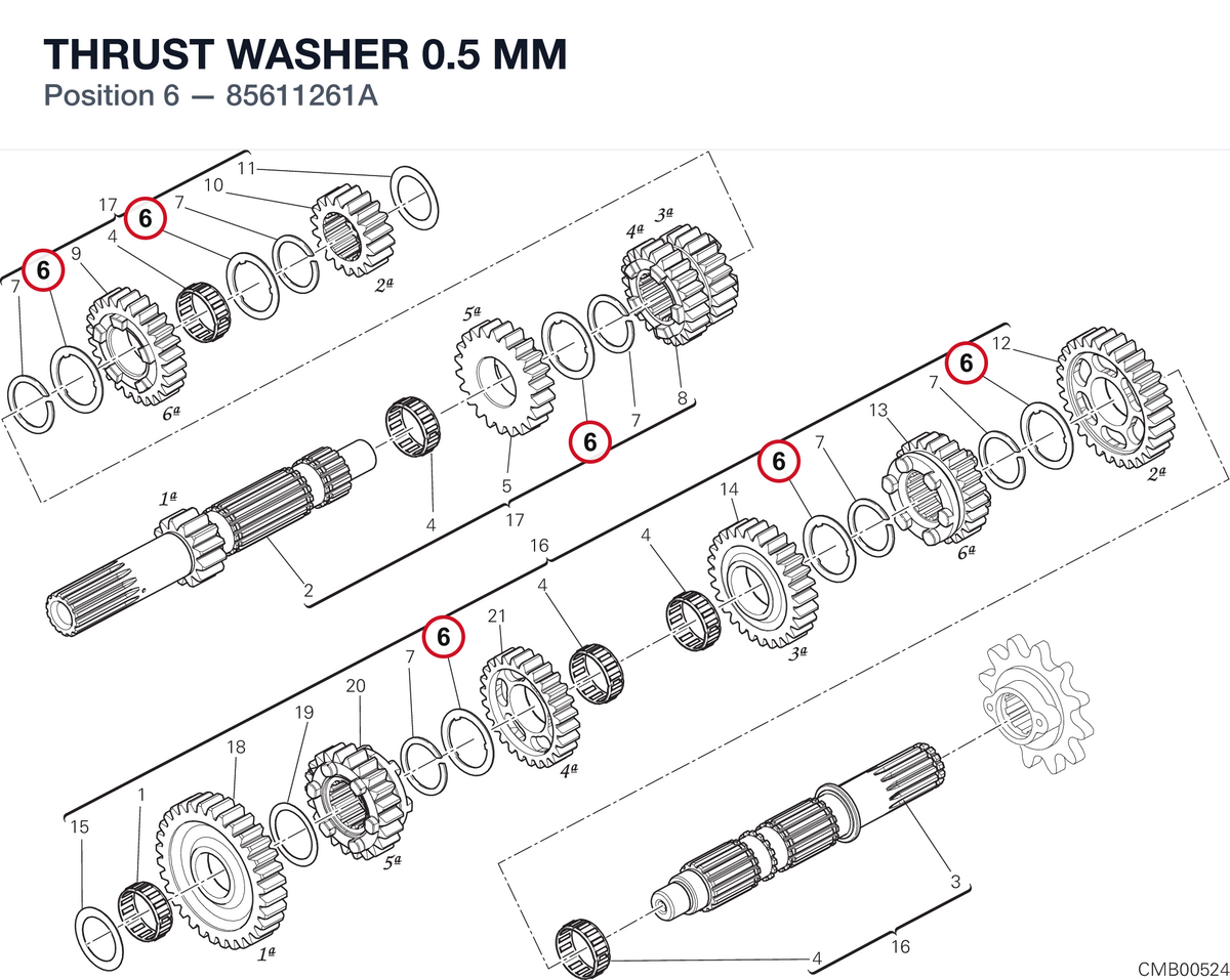 THRUST WASHER 0.5 MM 85611261A diagram position