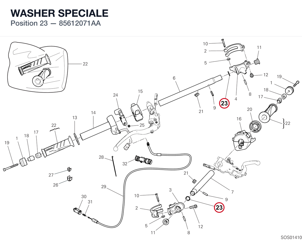 WASHER SPECIALE 85612071AA diagram position