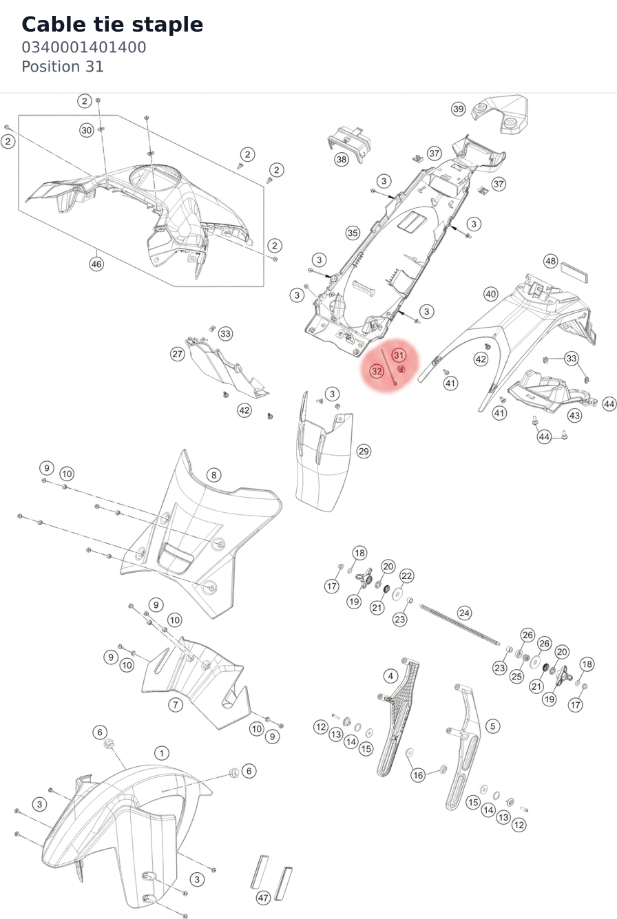 Diagram preview: Cable tie staple (0340001401400)