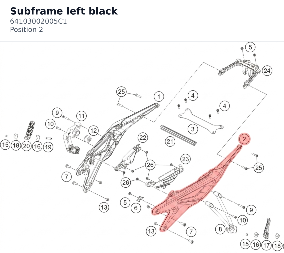 Diagram preview: Subframe left black (64103002005C1)
