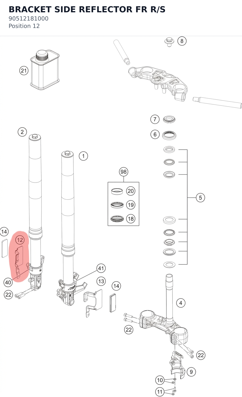 Diagram preview: BRACKET SIDE REFLECTOR FR R/S (90512181000)