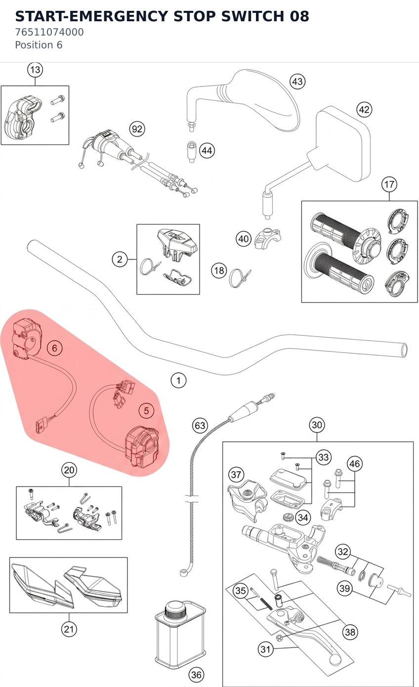 Diagram preview: START-EMERGENCY STOP SWITCH 08 (76511074000)