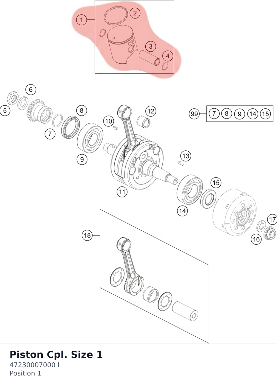 Diagram preview: Piston Cpl. Size 1 (47230007000 I)
