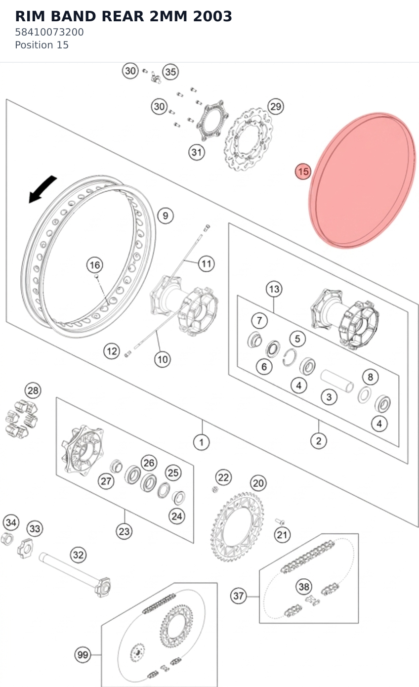 Diagram preview: RIM BAND REAR 2MM 2003 (58410073200)
