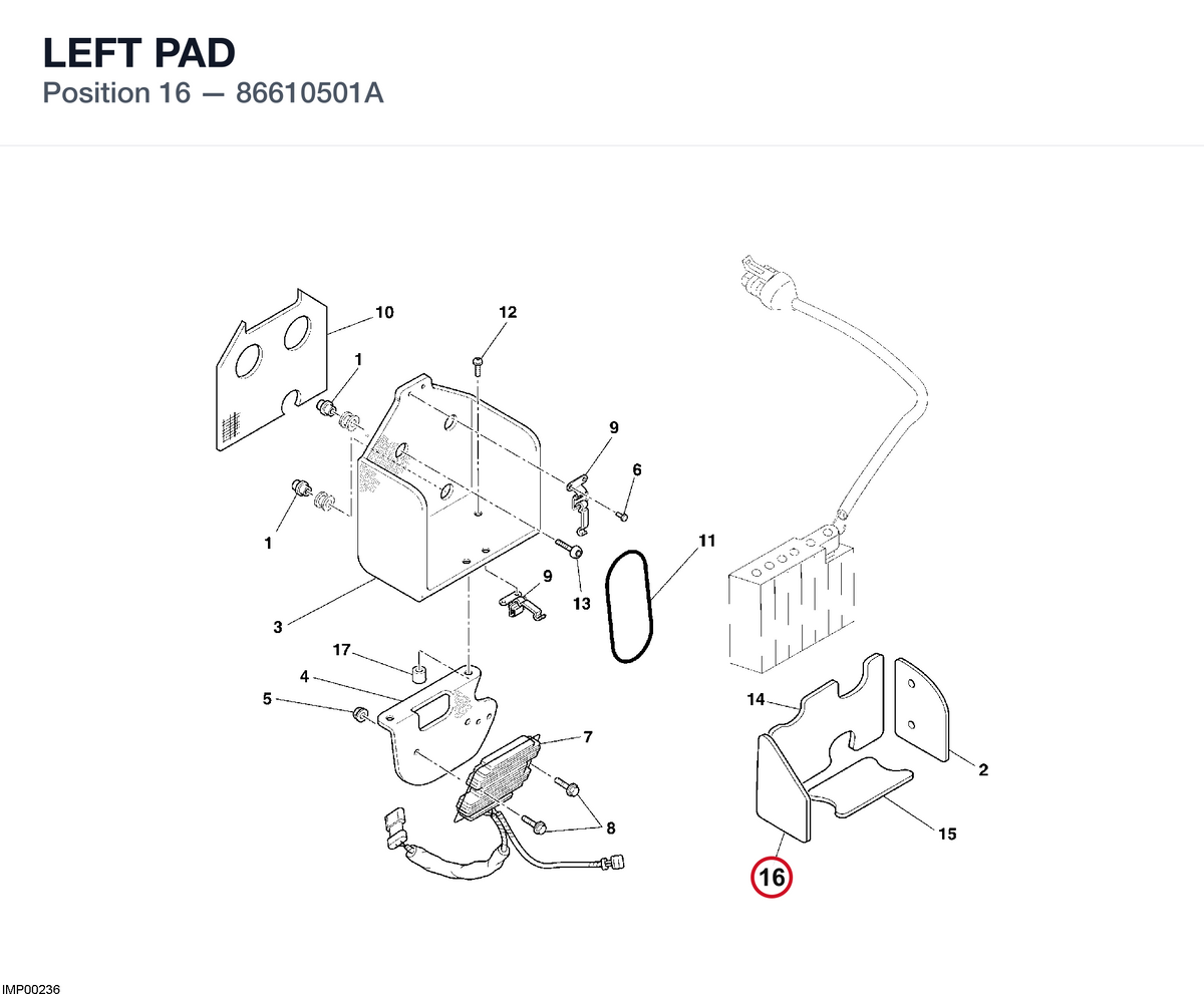 LEFT PAD 86610501A diagram position