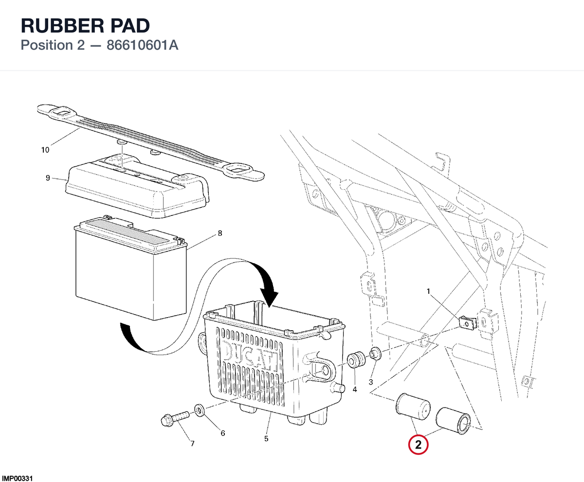 RUBBER PAD 86610601A diagram position