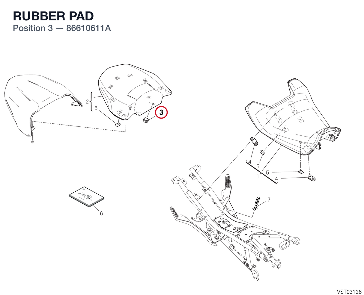 RUBBER PAD 86610611A diagram position