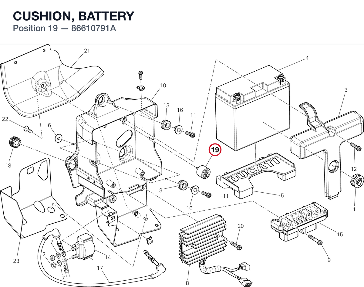 CUSHION, BATTERY 86610791A diagram position