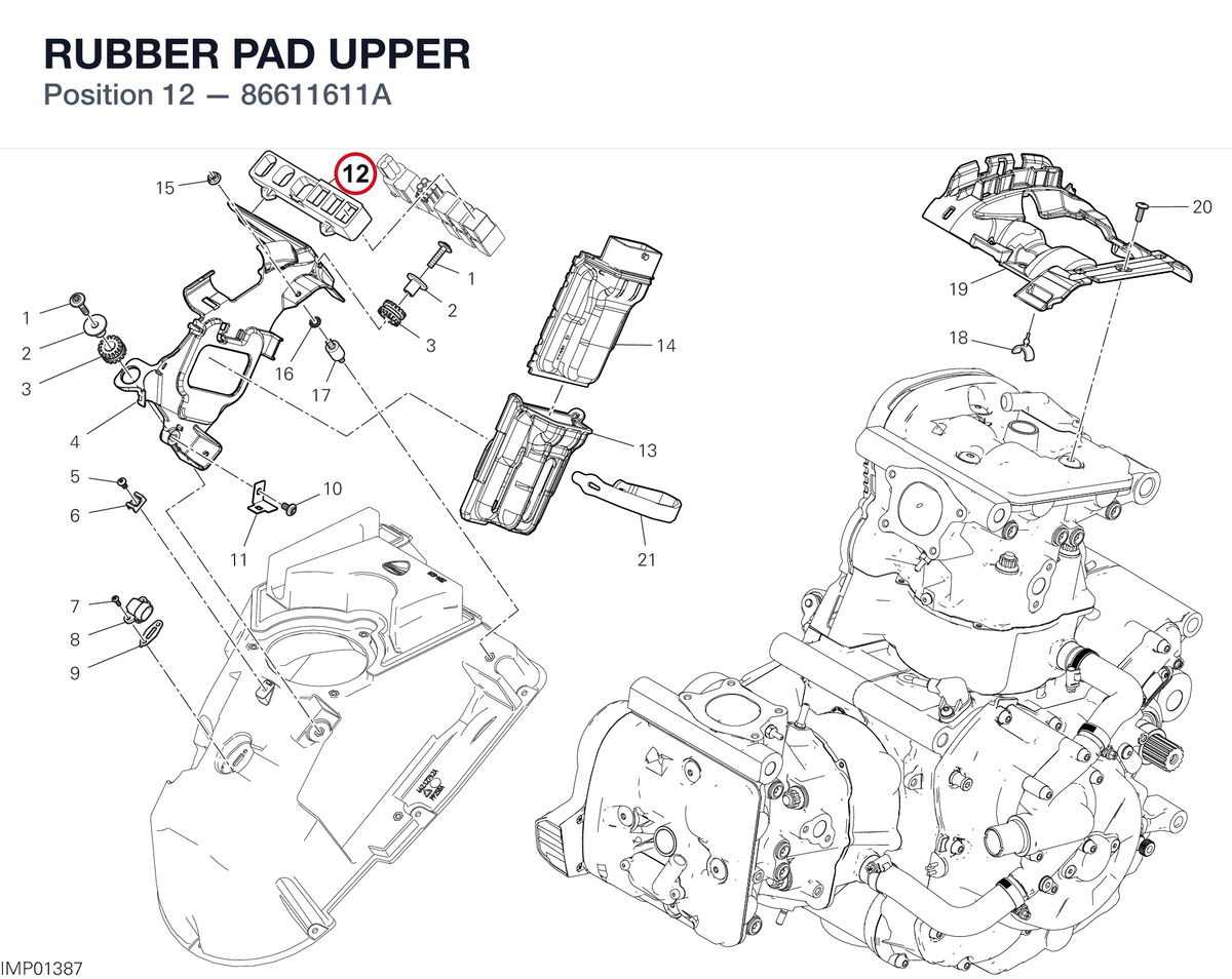 RUBBER PAD UPPER 86611611A diagram position
