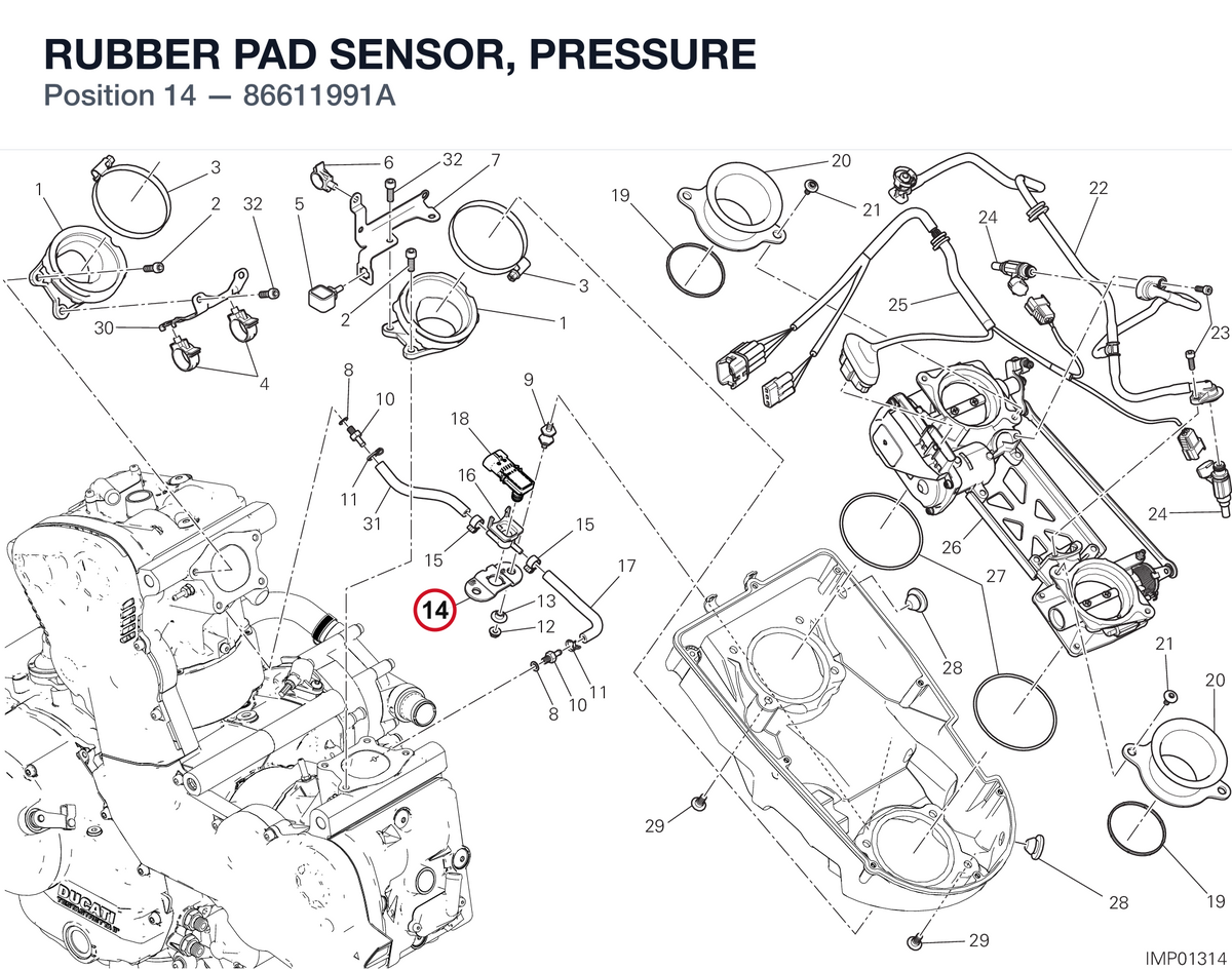RUBBER PAD SENSOR, PRESSURE 86611991A diagram position