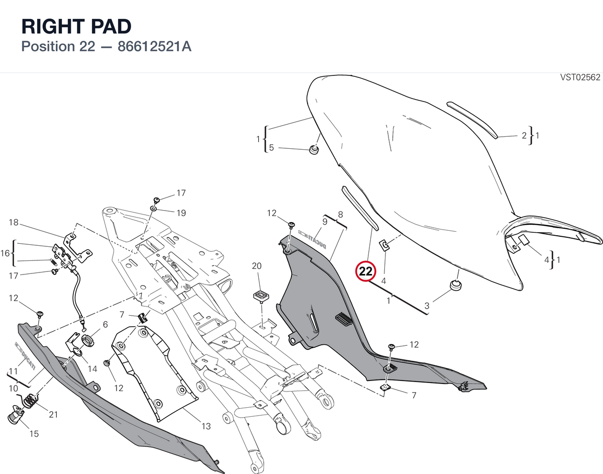 RIGHT PAD 86612521A diagram position