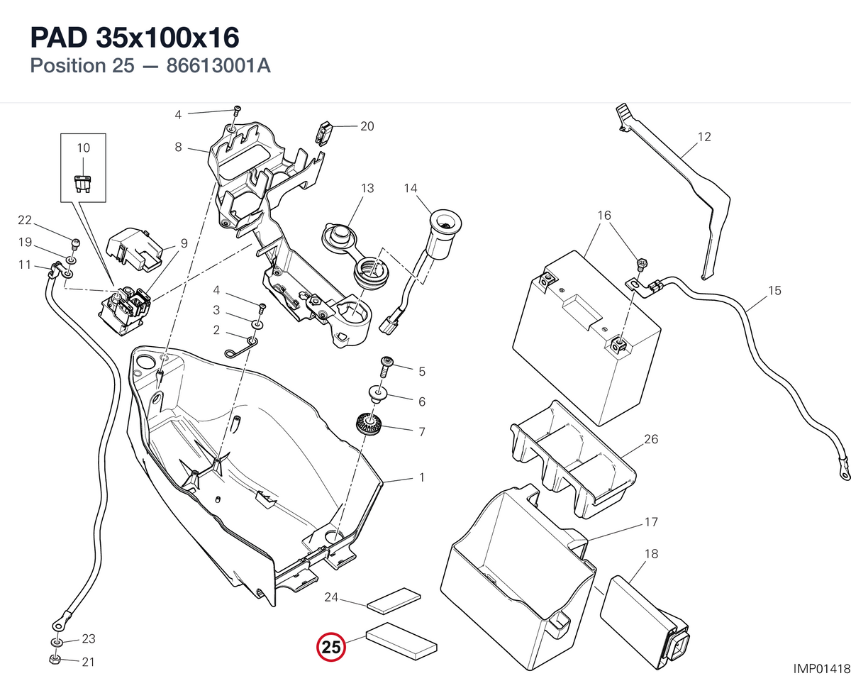 PAD 35x100x16 86613001A diagram position