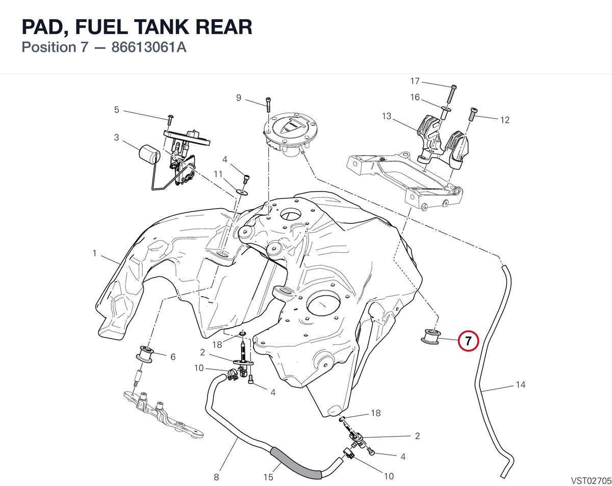 PAD, FUEL TANK REAR 86613061A diagram position