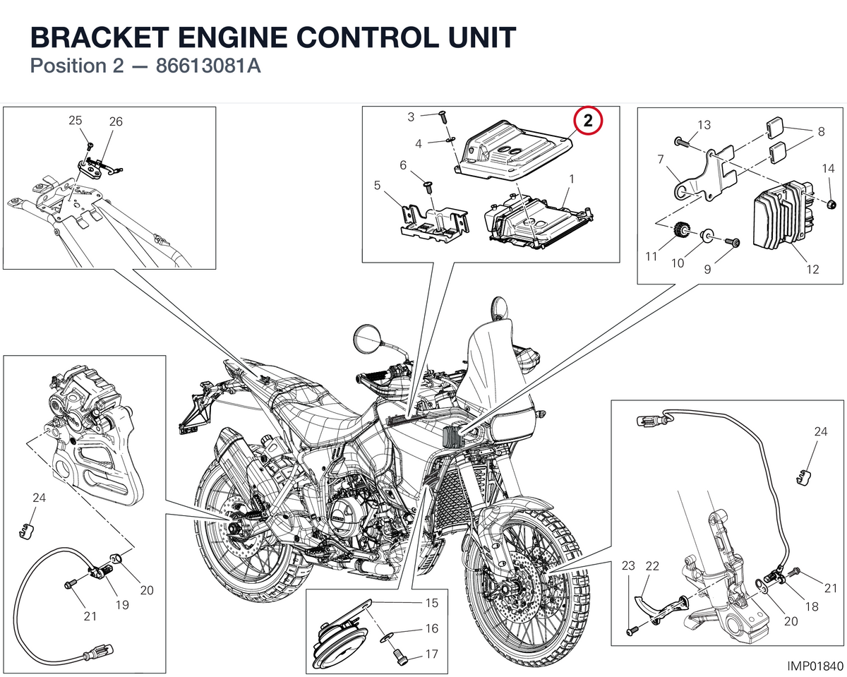 BRACKET ENGINE CONTROL UNIT 86613081A diagram position