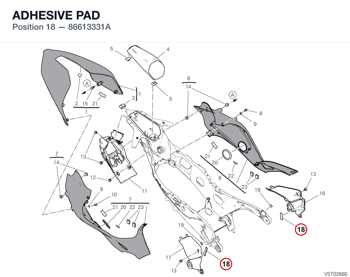 ADHESIVE PAD 86613331A diagram position