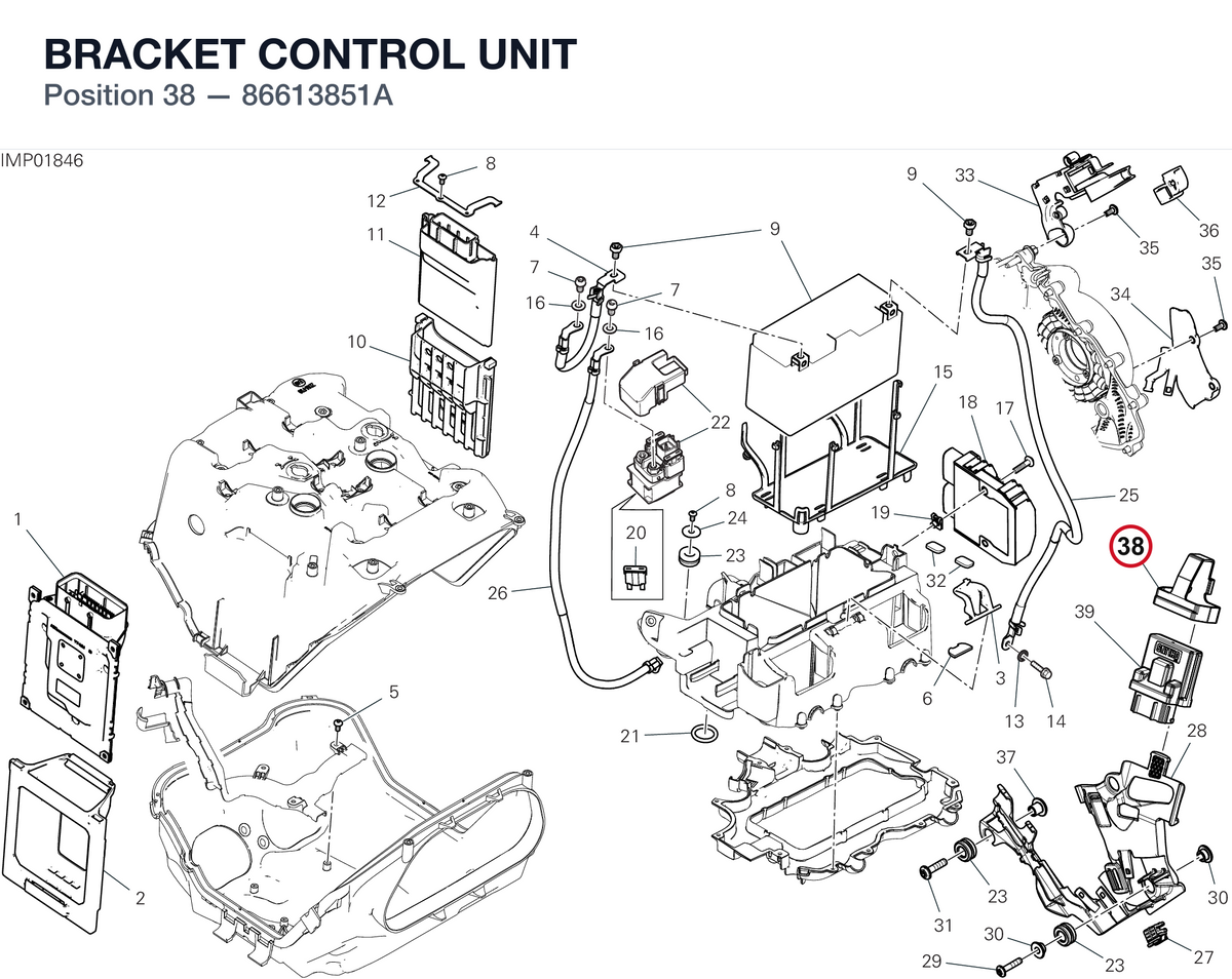 BRACKET CONTROL UNIT 86613851A diagram position