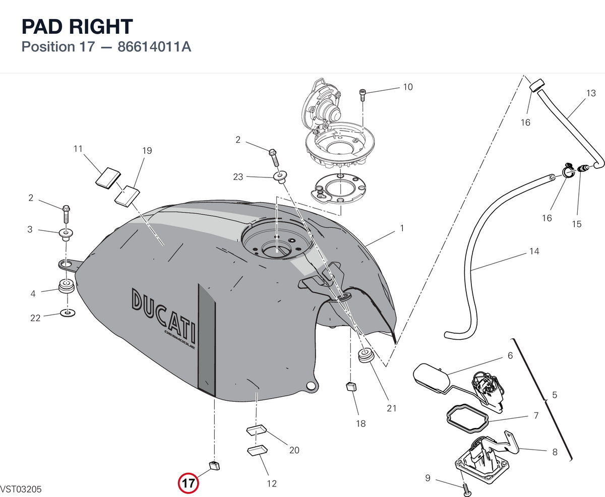 PAD RIGHT 86614011A diagram position