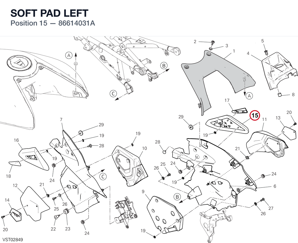 SOFT PAD LEFT 86614031A diagram position