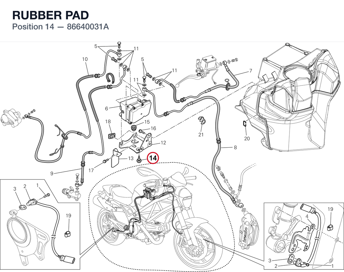 RUBBER PAD 86640031A diagram position