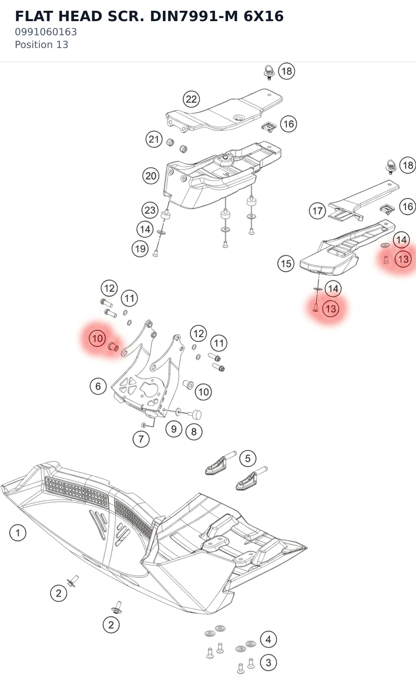 Diagram preview: FLAT HEAD SCR. DIN7991-M 6X16 (0991060163)