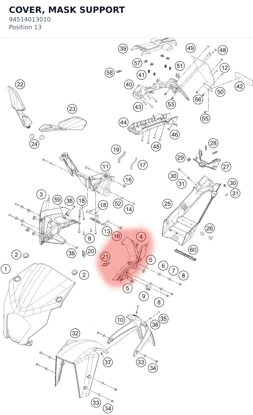 Diagram preview: COVER, MASK SUPPORT (94514013010)