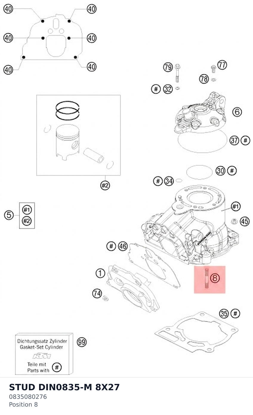 Diagram preview: STUD DIN0835-M 8X27 (0835080276)