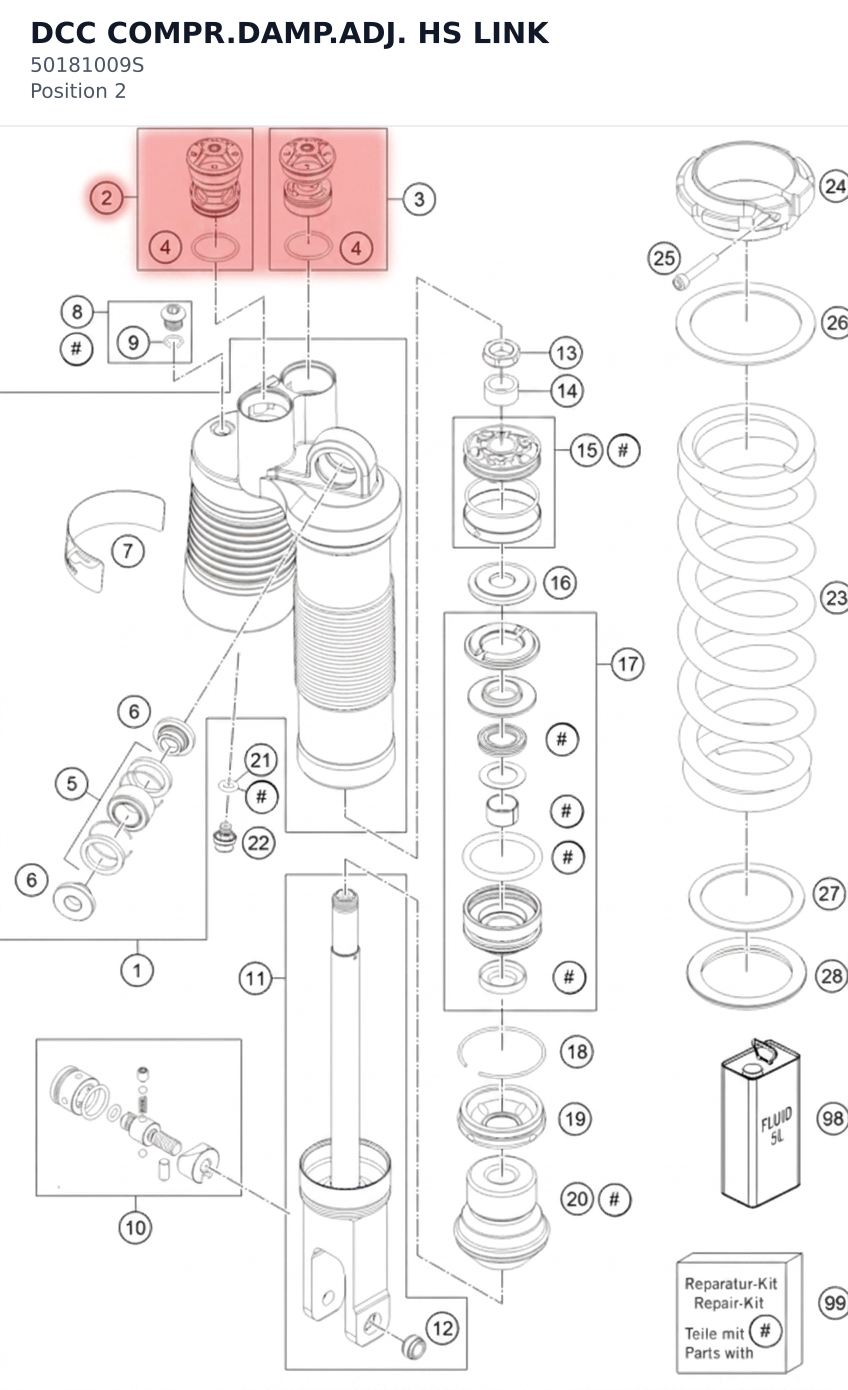 Diagram preview: DCC COMPR.DAMP.ADJ. HS LINK (50181009S)