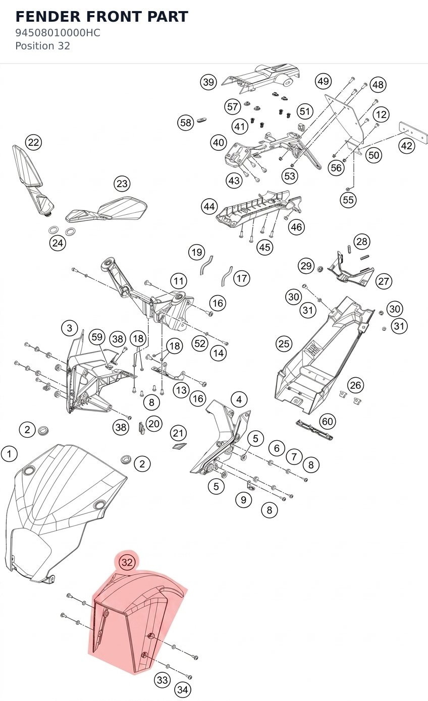 Diagram preview: FENDER FRONT PART (94508010000HC)