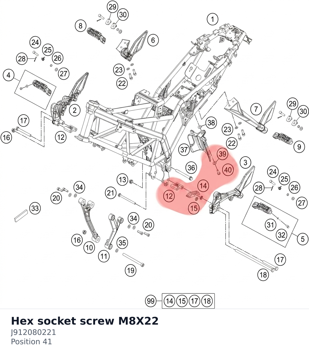 Diagram preview: Hex socket screw M8X22 (J912080221)