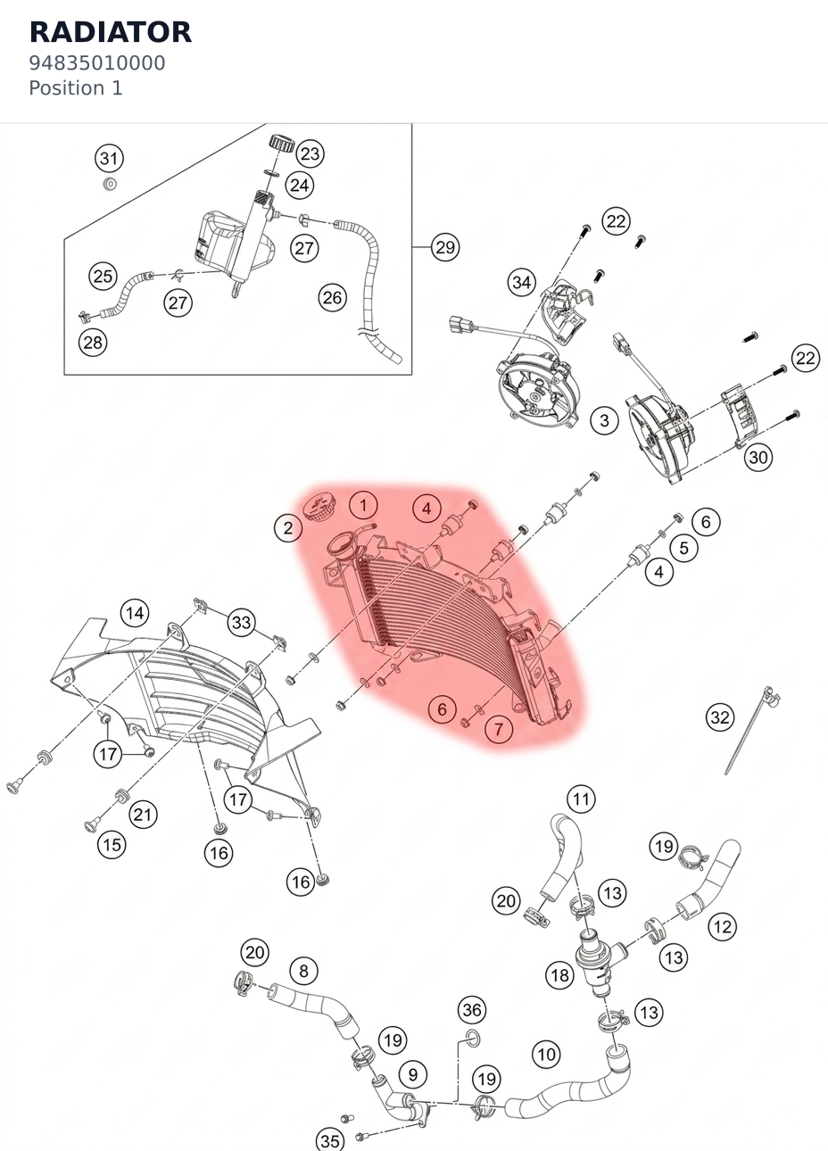 Diagram preview: RADIATOR (94835010000)